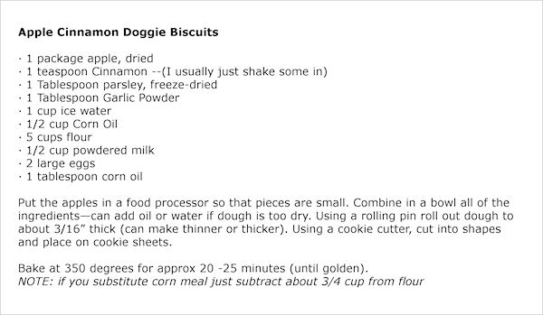 Canine treat recipes