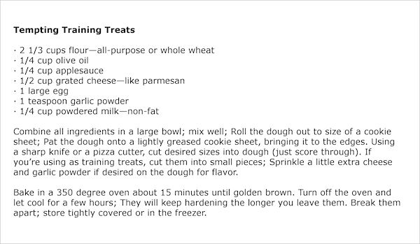 Natural dog treat recipes