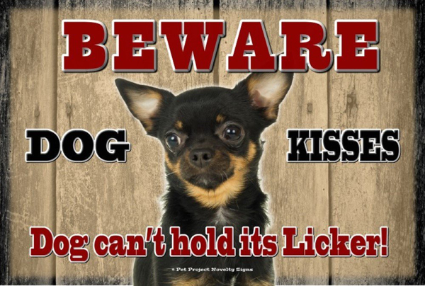 beware dog kisses - dog can't hold his licker