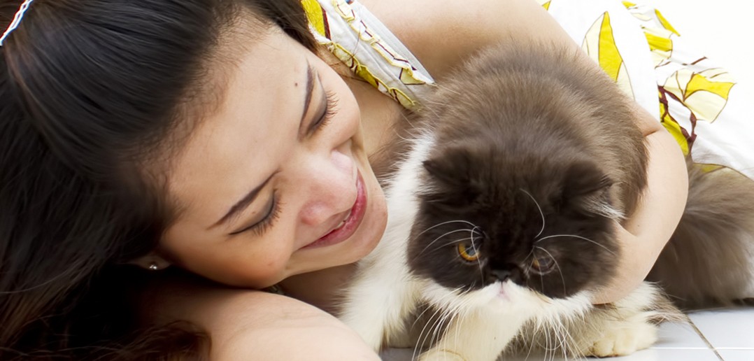woman with cat