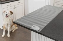 petsafe's scat mat laying on a kitchen counter