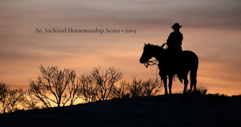 Silhouette of a horseback rider at sunset used for an archived 2005 horsemanship series