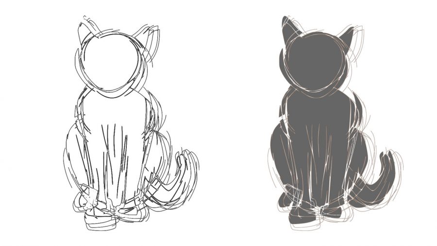 cat sketch shapes