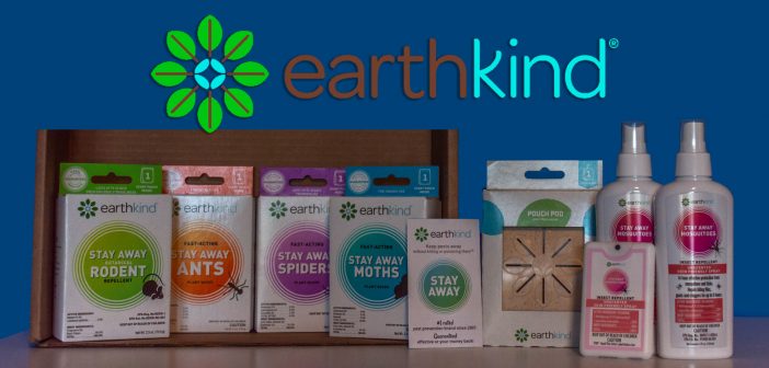 earthkind logo above a line up of their stay away pest products