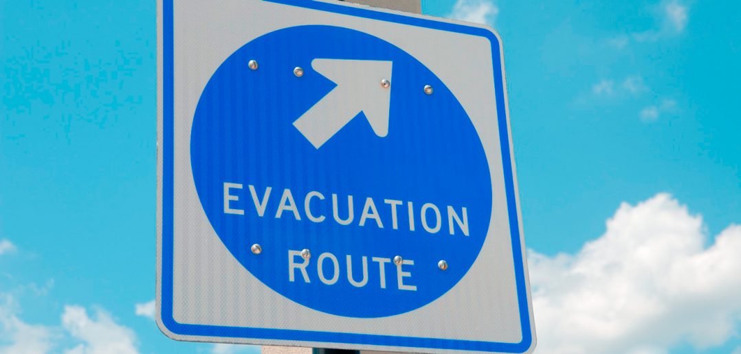 evacuation route street sign