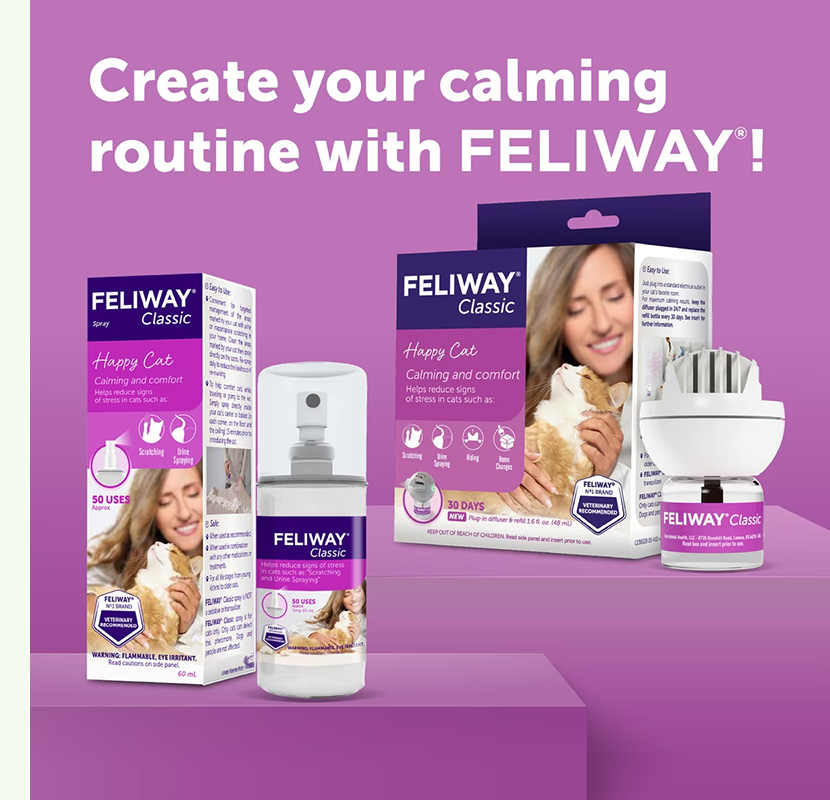 Feliway cat calming spray bottle and packaging