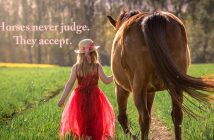 little girl leading her horse