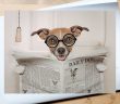 Dog wearing glasses reading a newspaper titled “Daily Dog”