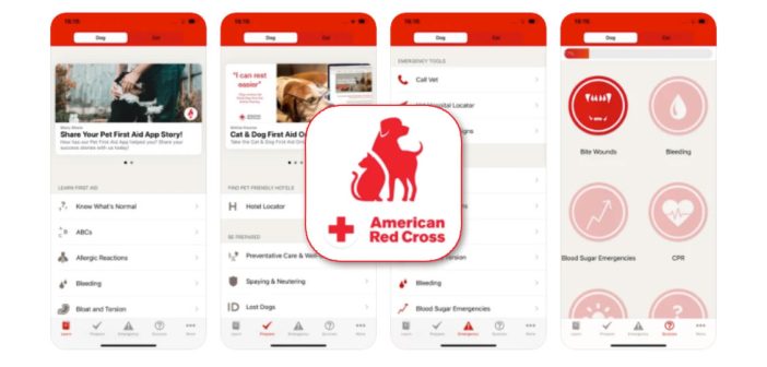 pet first aid red cross app logo and iphone screenshots