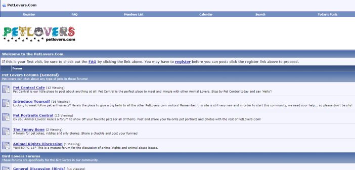 petlovers pet forum screenshot