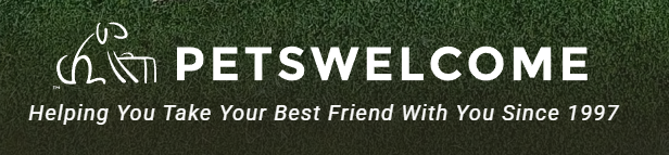 the petswelcome logo and tagline, "helping you take your best friend with you since 1997"